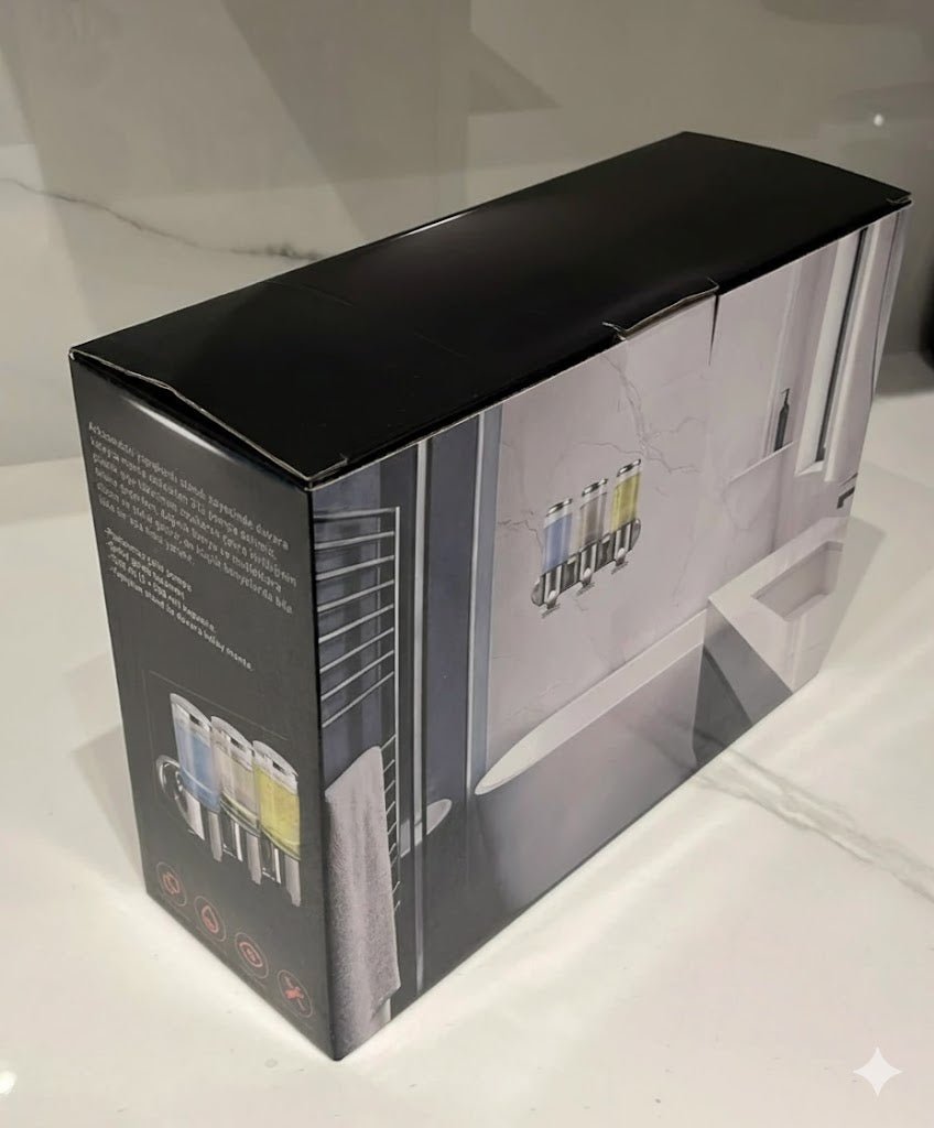 3 Bölmeli Duvara Yapışan Şeffaf Sabunluk ve Şampuan Dispenseri - MAKKA