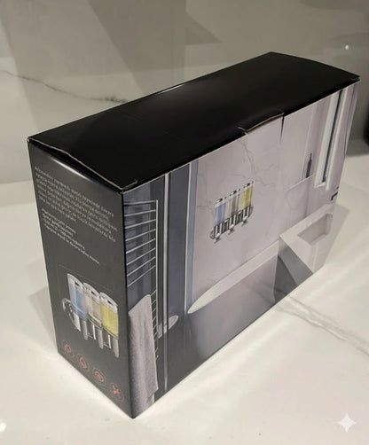 3 Bölmeli Duvara Yapışan Şeffaf Sabunluk ve Şampuan Dispenseri - MAKKA