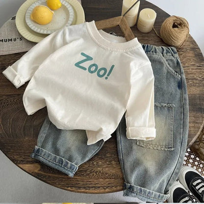 3 Parça Desenli Erkek Çocuk Takımı Esnek Bel Jean - MAKKA