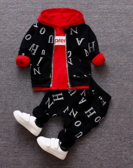 3 Parçalı Kapüşonlu Erkek Çocuk Takım %100 Pamuk Rahat Kesim - MAKKA