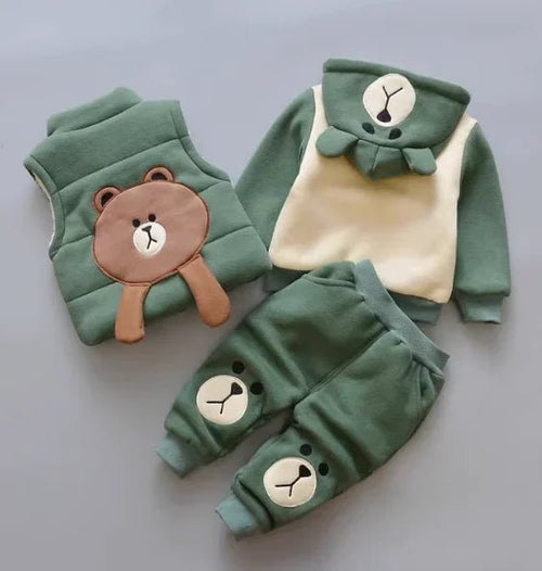 3 Parçalı Kışlık Çocuk Takımı Kapüşonlu Yelek Pamuklu Rahat Esnek - MAKKA