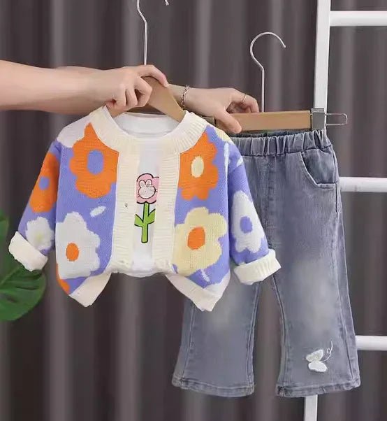 3 Parçalı Kız Çocuk Takımı Bol Kesim Rahat Esnek Bel - MAKKA