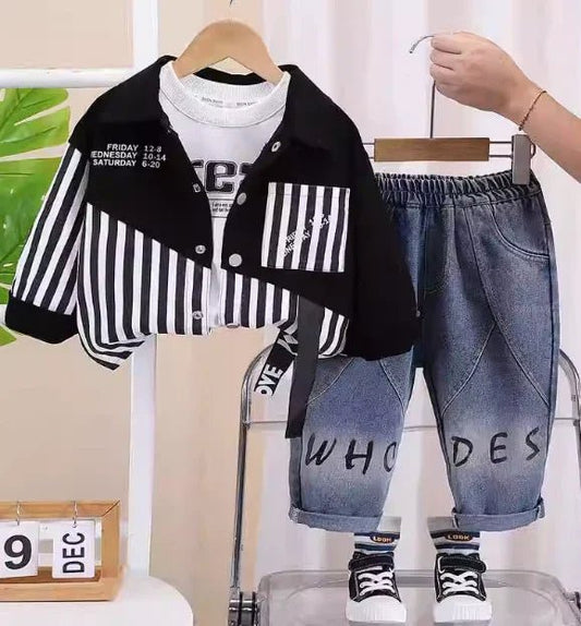 3 Parçalı Pamuklu Erkek Çocuk Takım Nefes Alan Rahat Stil - MAKKA