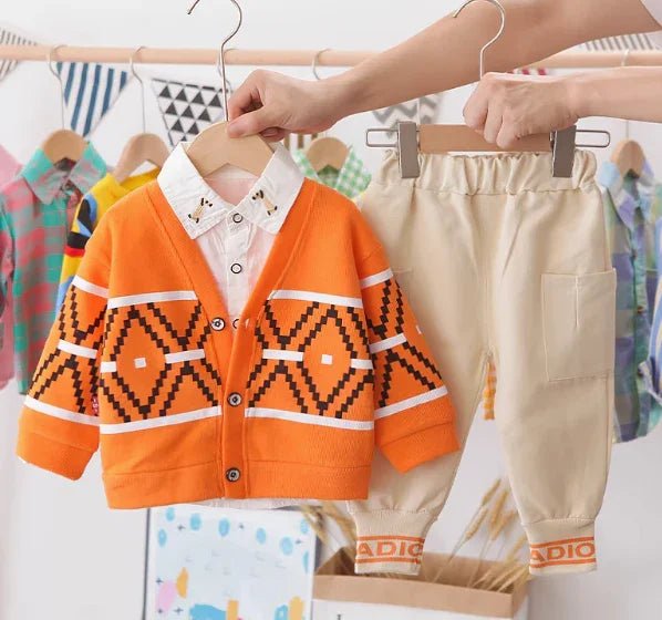 3 Parçalı Turuncu Bej Erkek Çocuk Takımı Rahat Nefes Alan - MAKKA