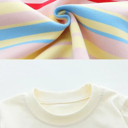 3 Parçalı Unisex Renkli Çizgili Çocuk Takımı Rahat Spor Kombin - MAKKA