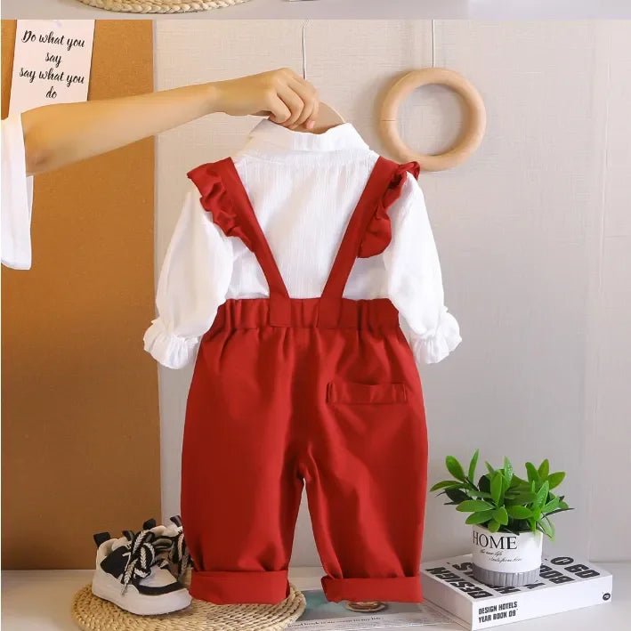 3 Renkli Fırfırlı Askılı Kız Tulum ve Gömlek 1 - 5 Yaş - MAKKA