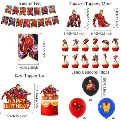 32 Parça Erkek Temalı Parti Süsleme Seti, Afiş ve Bayraklar - MAKKA