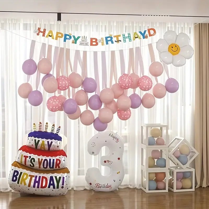 32 Parça Pastel Balon Zinciri Parti Seti Doğum Günü Şarjlı - MAKKA