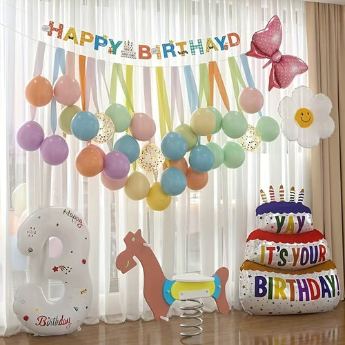 32 Parça Pastel Balon Zinciri Parti Seti Doğum Günü Şarjlı - MAKKA