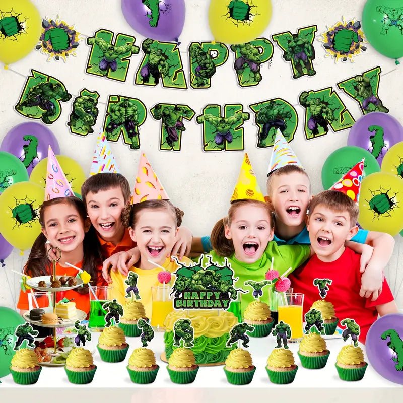 32 Parça Yeşil Dev Doğum Günü Parti Balon Afiş Süs - MAKKA