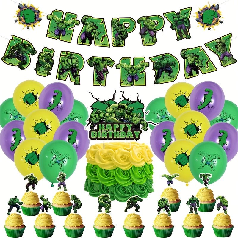 32 Parça Yeşil Dev Doğum Günü Parti Balon Afiş Süs - MAKKA