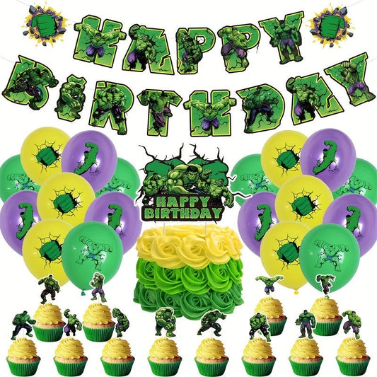 32 Parça Yeşil Dev Doğum Günü Parti Balon Afiş Süs - MAKKA