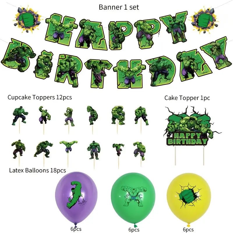 32 Parça Yeşil Dev Doğum Günü Parti Balon Afiş Süs - MAKKA