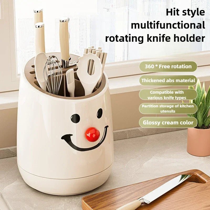 360° Dönen Çok Amaçlı Mutfak Bıçak Tutucu Büyük Kapasiteli Düzenleyici - MAKKA