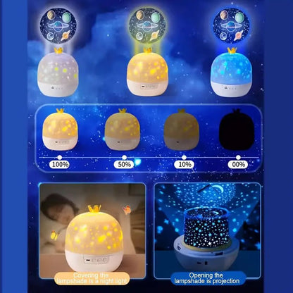 360° Dönen Yıldız Gece Lambası 21 Film Diski Projektör - MAKKA