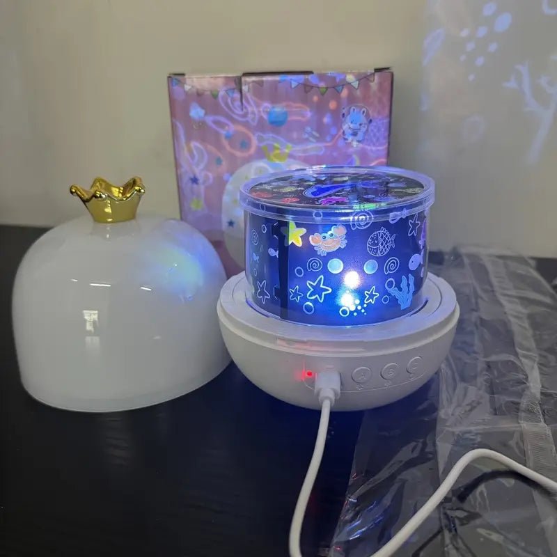 360° Dönen Yıldız Gece Lambası 21 Film Diski Projektör - MAKKA