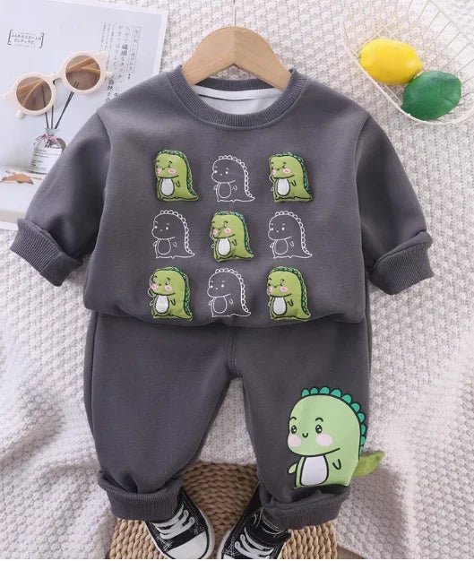 3D Baskılı Erkek Çocuk Uzun Kollu Rahat Pamuk Takım - MAKKA