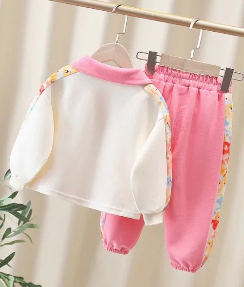 3D Baskılı Pembe Lacos Yaka Kız Çocuk Takımı 2 - 7 Yaş - MAKKA