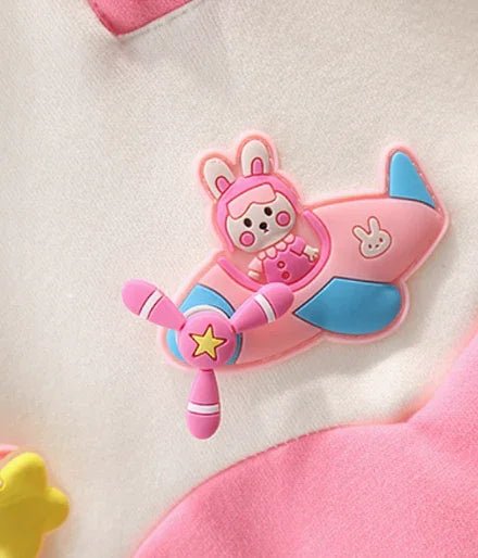 3D Baskılı Pembe Lacos Yaka Kız Çocuk Takımı 2 - 7 Yaş - MAKKA