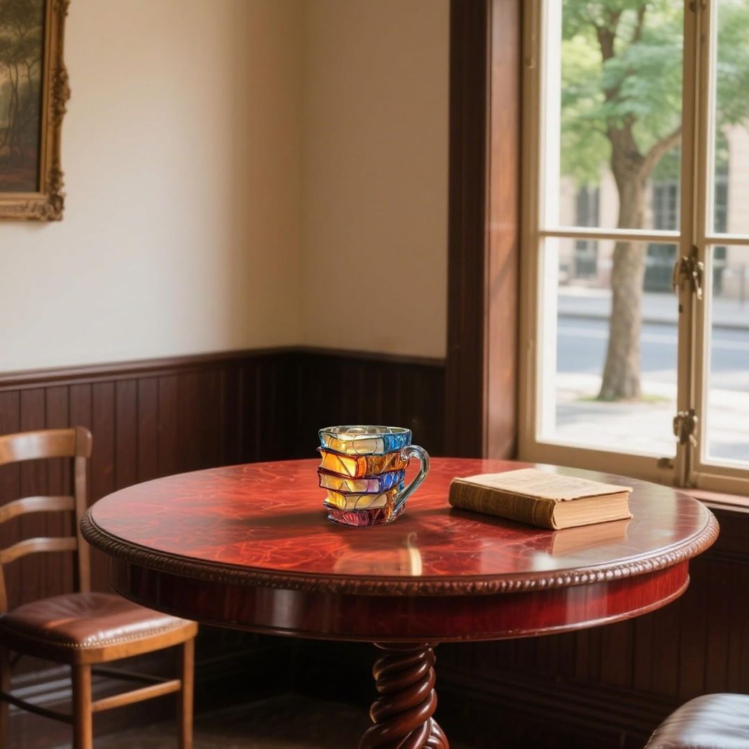 3D Kitap Kupa - Derin Kırmızı ve Altın Detaylı - MAKKA