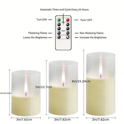 3'lü Alevsiz LED Mum Seti, Romantik Sıcak Işık Dekoru - MAKKA