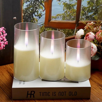 3'lü Alevsiz LED Mum Seti, Romantik Sıcak Işık Dekoru - MAKKA