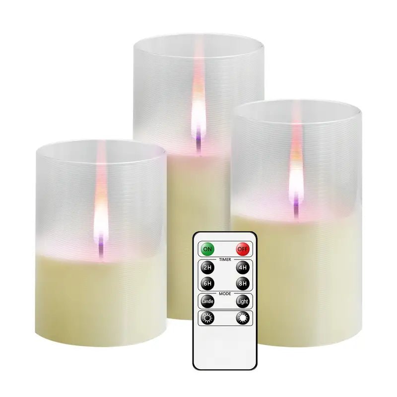 3'lü Alevsiz LED Mum Seti, Romantik Sıcak Işık Dekoru - MAKKA