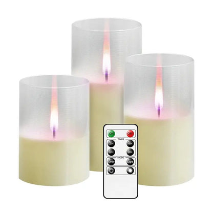 3'lü Alevsiz LED Mum Seti, Romantik Sıcak Işık Dekoru - MAKKA