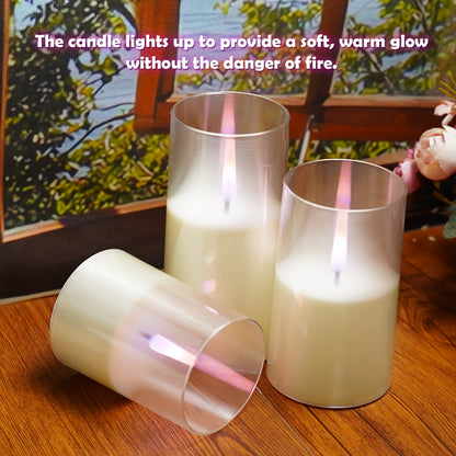 3'lü Alevsiz LED Mum Seti, Romantik Sıcak Işık Dekoru - MAKKA