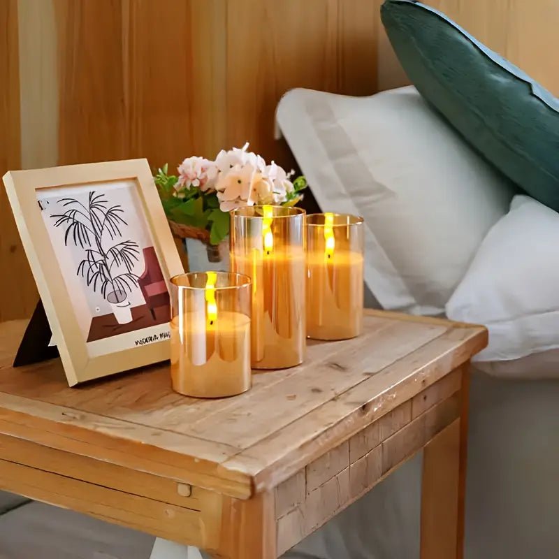 3'lü Gerçekçi 3D Pille Çalışan Uzaktan Kumandalı LED Mum - MAKKA