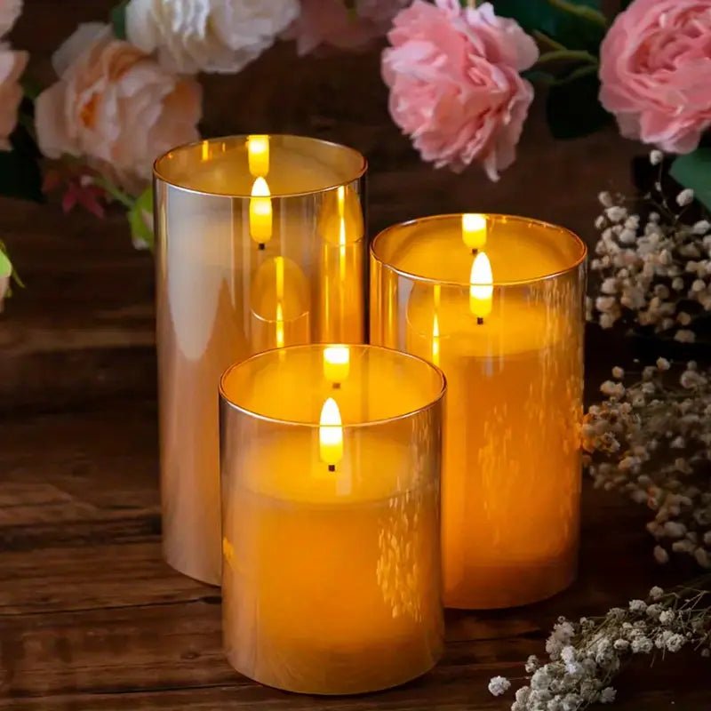 3'lü Gerçekçi 3D Pille Çalışan Uzaktan Kumandalı LED Mum - MAKKA