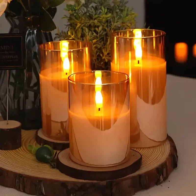 3'lü Gerçekçi 3D Pille Çalışan Uzaktan Kumandalı LED Mum - MAKKA