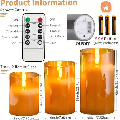 3'lü Gerçekçi 3D Pille Çalışan Uzaktan Kumandalı LED Mum - MAKKA