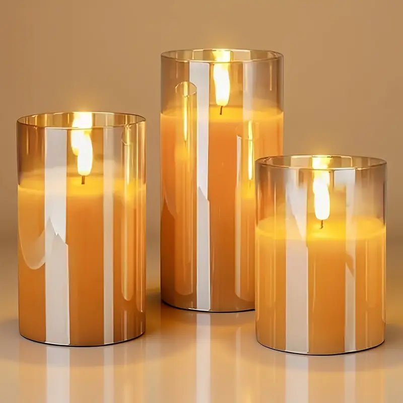 3'lü Gerçekçi 3D Pille Çalışan Uzaktan Kumandalı LED Mum - MAKKA