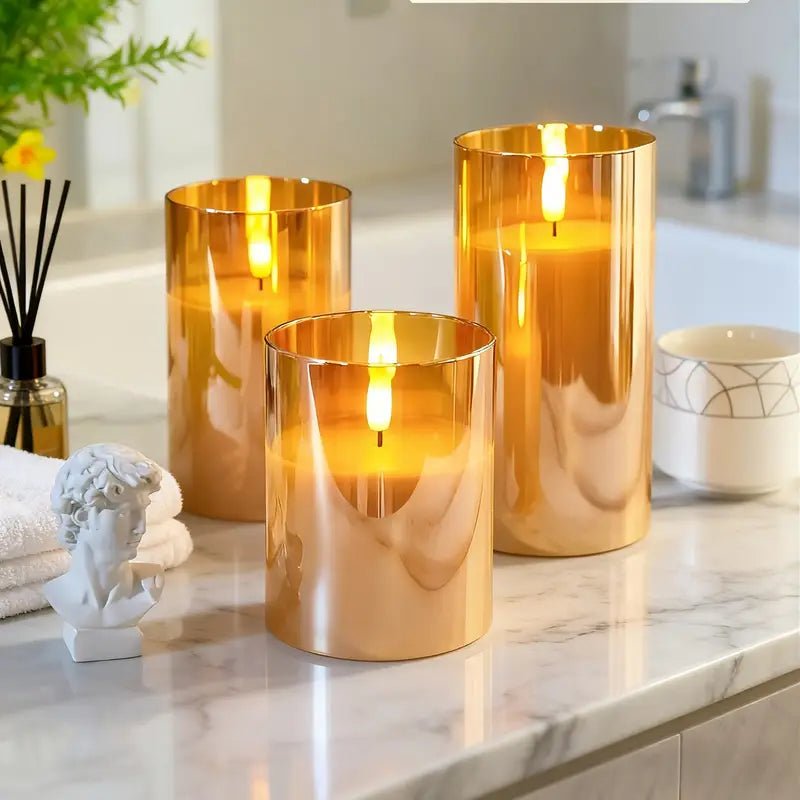 3'lü Gerçekçi 3D Pille Çalışan Uzaktan Kumandalı LED Mum - MAKKA