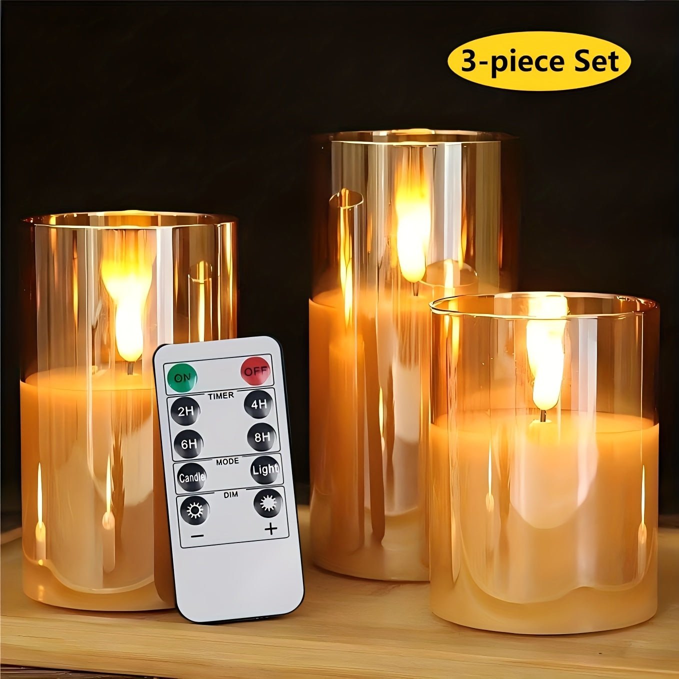3'lü Gerçekçi 3D Pille Çalışan Uzaktan Kumandalı LED Mum - MAKKA