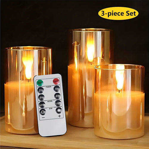 3'lü Gerçekçi 3D Pille Çalışan Uzaktan Kumandalı LED Mum - MAKKA