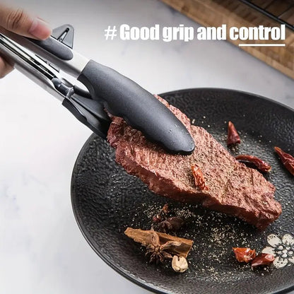 3'lü Isıya Dayanıklı Silikon Mutfak Maşası, Paslanmaz Çelik Şişlerle - MAKKA