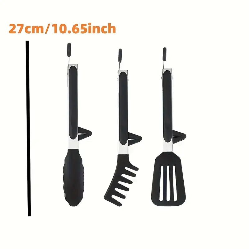 3'lü Isıya Dayanıklı Silikon Mutfak Maşası, Paslanmaz Çelik Şişlerle - MAKKA