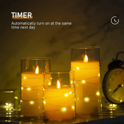3'lü Uzaktan Kumandalı Alevsiz LED Mum Zamanlayıcılı Ayarlanabilir Parlaklık - MAKKA