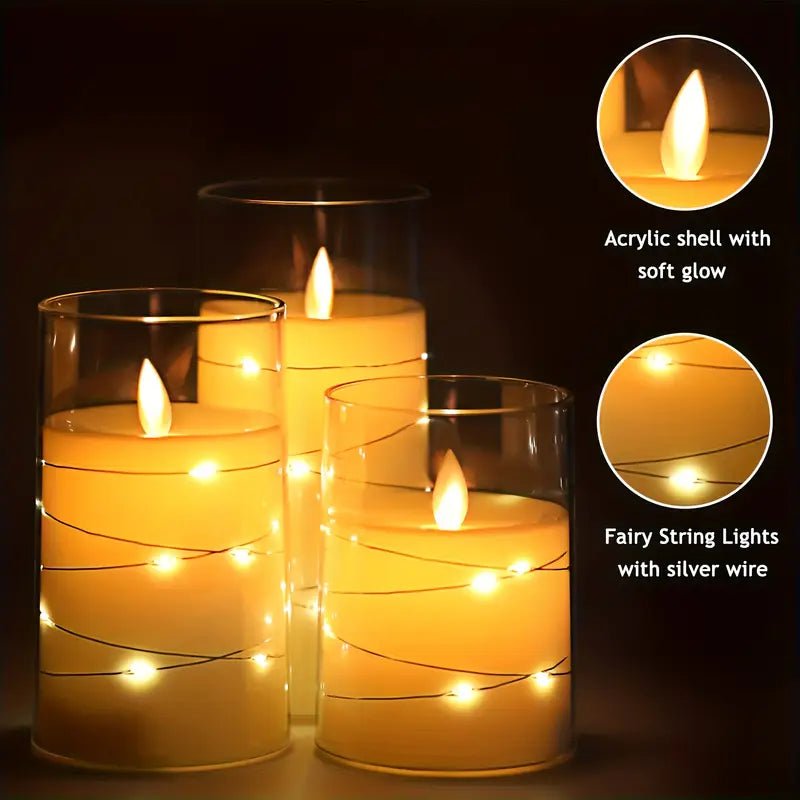 3'lü Uzaktan Kumandalı Alevsiz LED Mum Zamanlayıcılı Ayarlanabilir Parlaklık - MAKKA