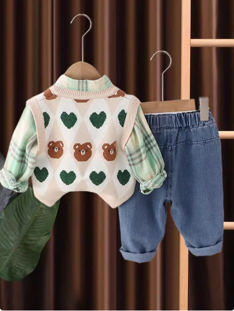 3 Parçalı Çocuk Takım - Sweat Hırka ve Pantolon Seti