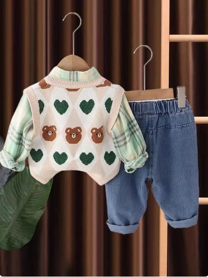 3 Parçalı Çocuk Takım - Sweat Hırka ve Pantolon Seti