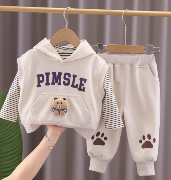 3 Parçalı Unisex Çocuk Takımı Sweet Yelek Tulum Pantolon