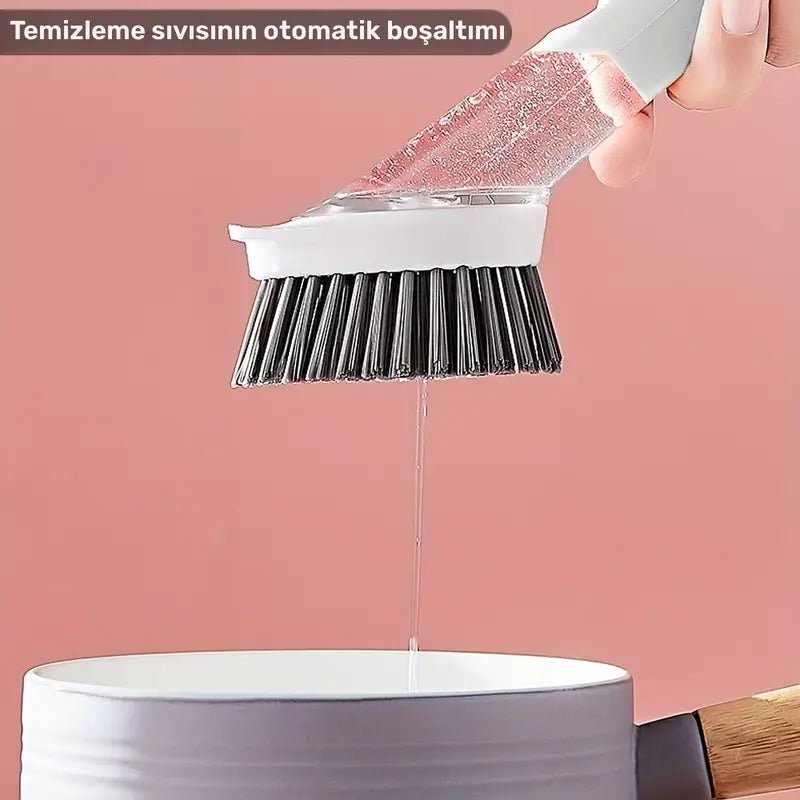 3'ü 1 Arada Uzun Saplı Süngerli Sıvı Dağıtıcı Mutfak Fırçası - MAKKA