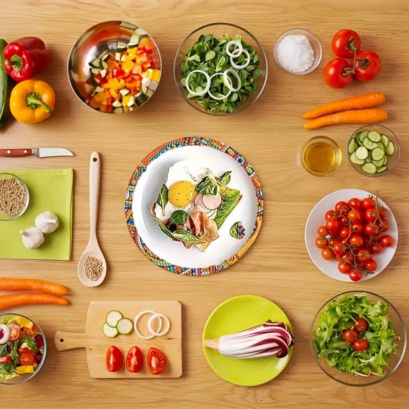 4 Parça Mandala Elmas Boyama Seti Yuvarlak Ahşap Altlık - MAKKA