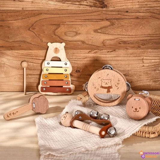 Doğal Ahşap 5 Parça Montessori Hediye Seti - Eğitici, Dayanıklı - MAKKA