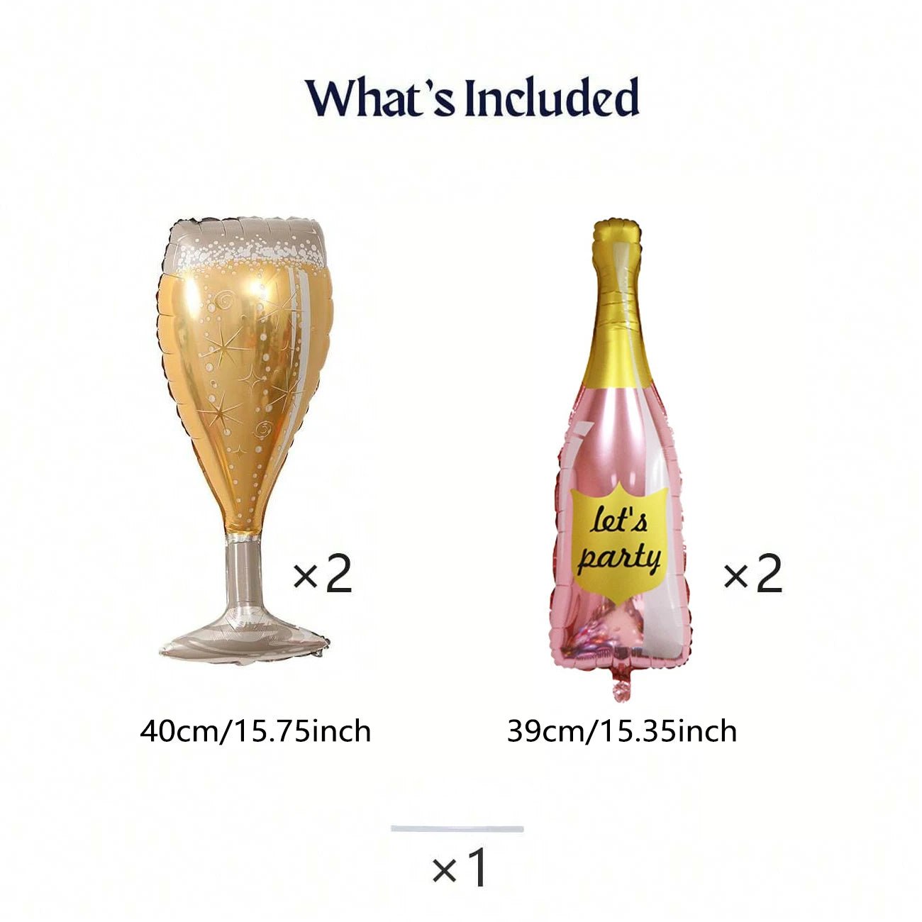 4'lü Gül Altın Şarap Şişesi ve Kadeh Folyo Balon Seti - MAKKA