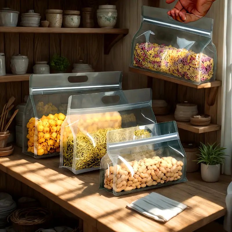 50'li Şeffaf PET/PE Ayakta Saklama Poşetleri Kilitli Fermuarlı - MAKKA