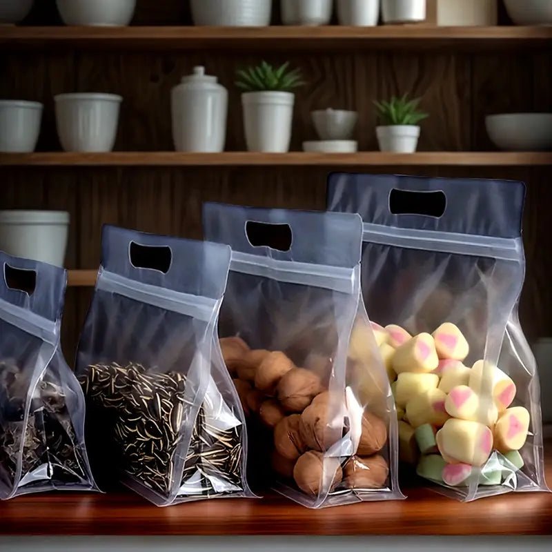 50'li Şeffaf PET/PE Ayakta Saklama Poşetleri Kilitli Fermuarlı - MAKKA